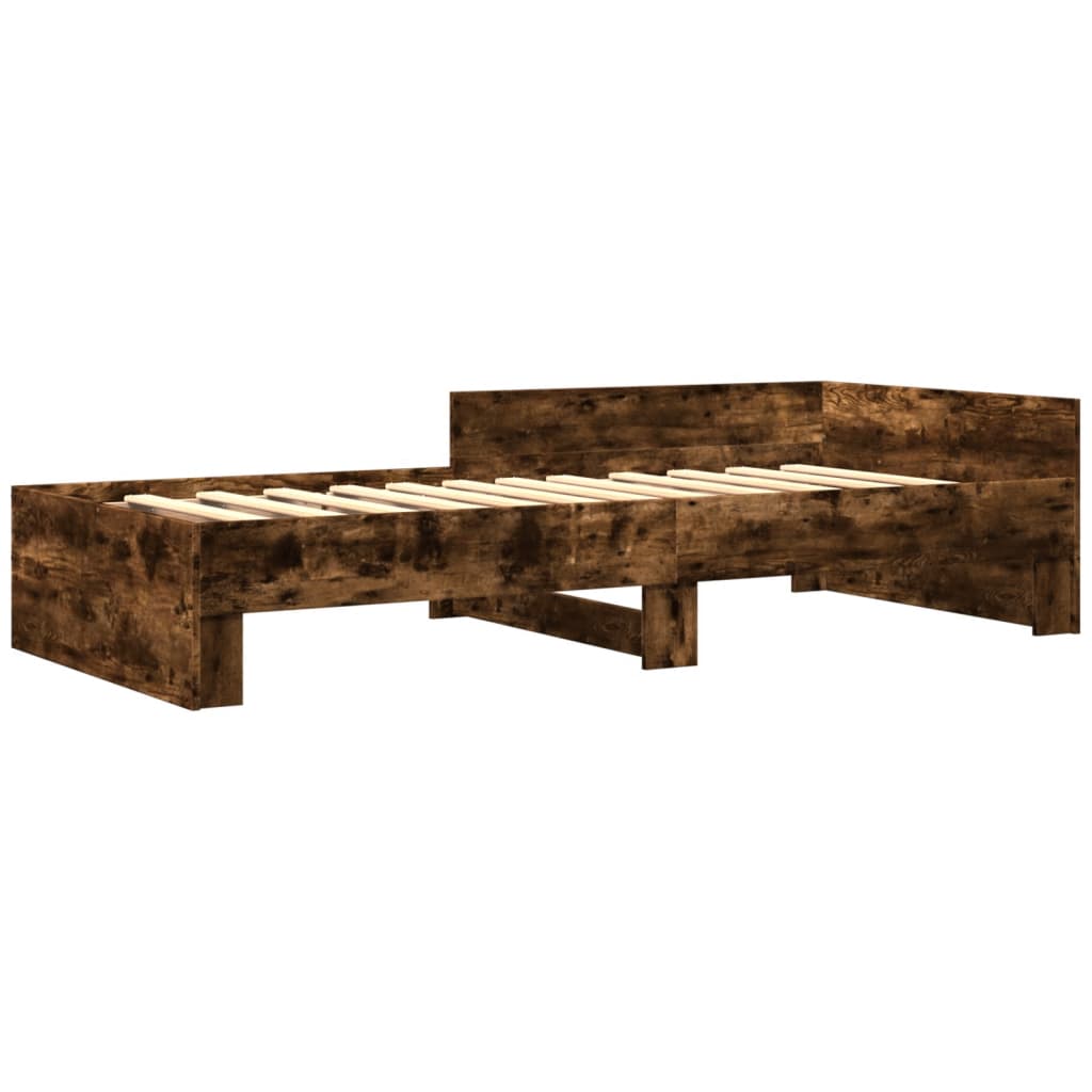 Cadre de lit sans matelas chêne fumé 75x190cm bois d'ingénierie - XIOS