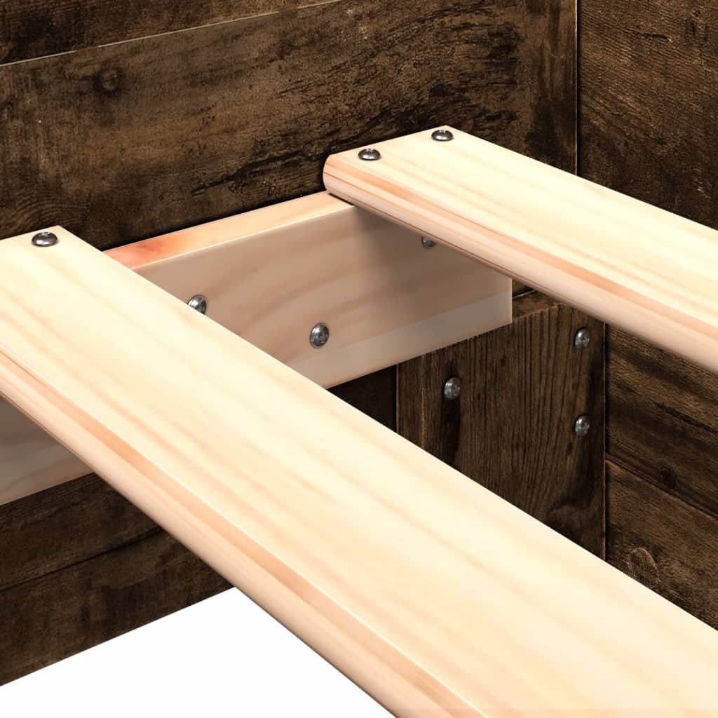 Cadre de lit sans matelas chêne fumé 75x190cm bois d'ingénierie - XIOS