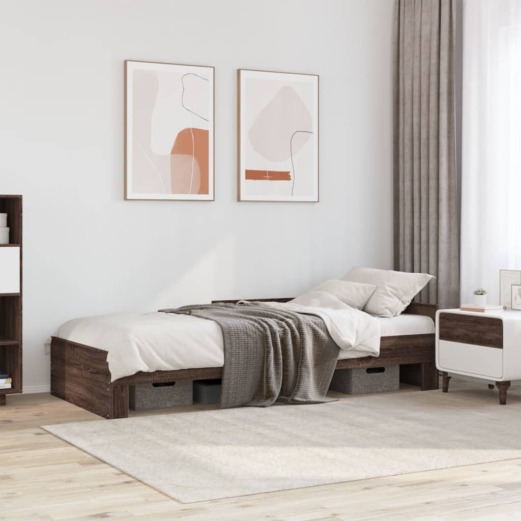 Cadre de lit sans matelas chêne marron 75x190cm bois ingénierie - XIOS