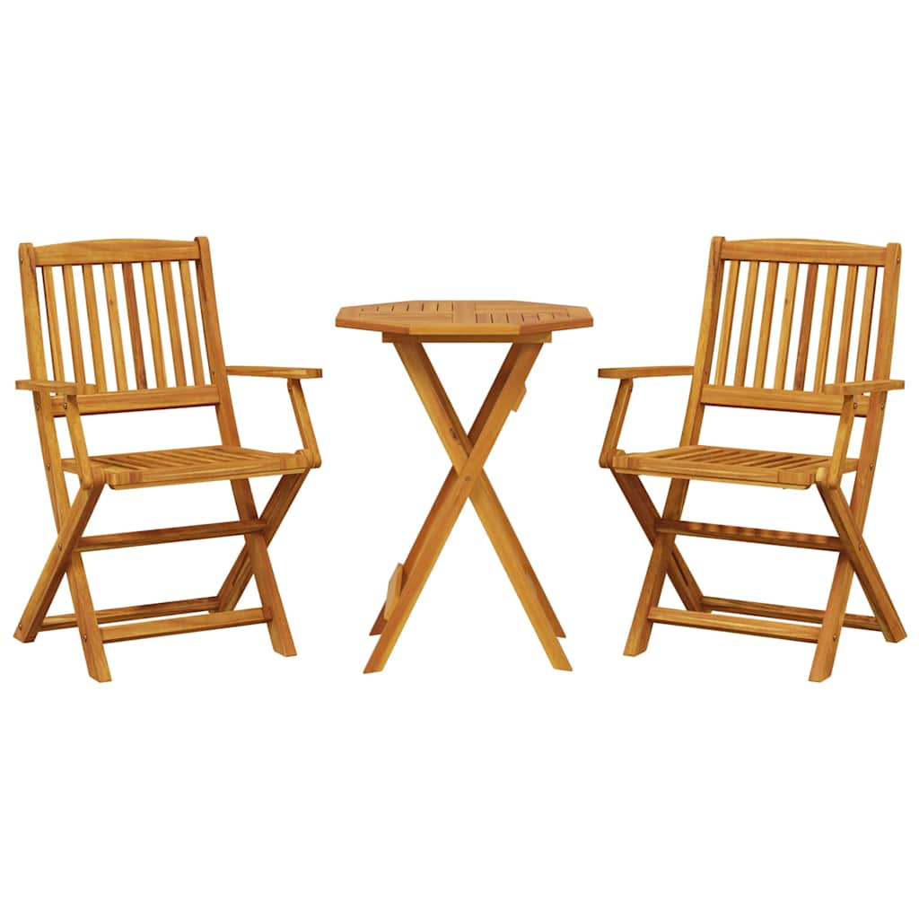 Ensemble de bistro pliable 3 pcs bois d'acacia solide - XIOS
