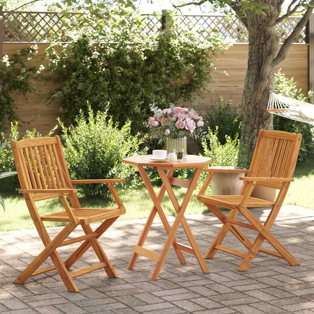 Ensemble de bistro pliable 3 pcs bois d'acacia solide - XIOS