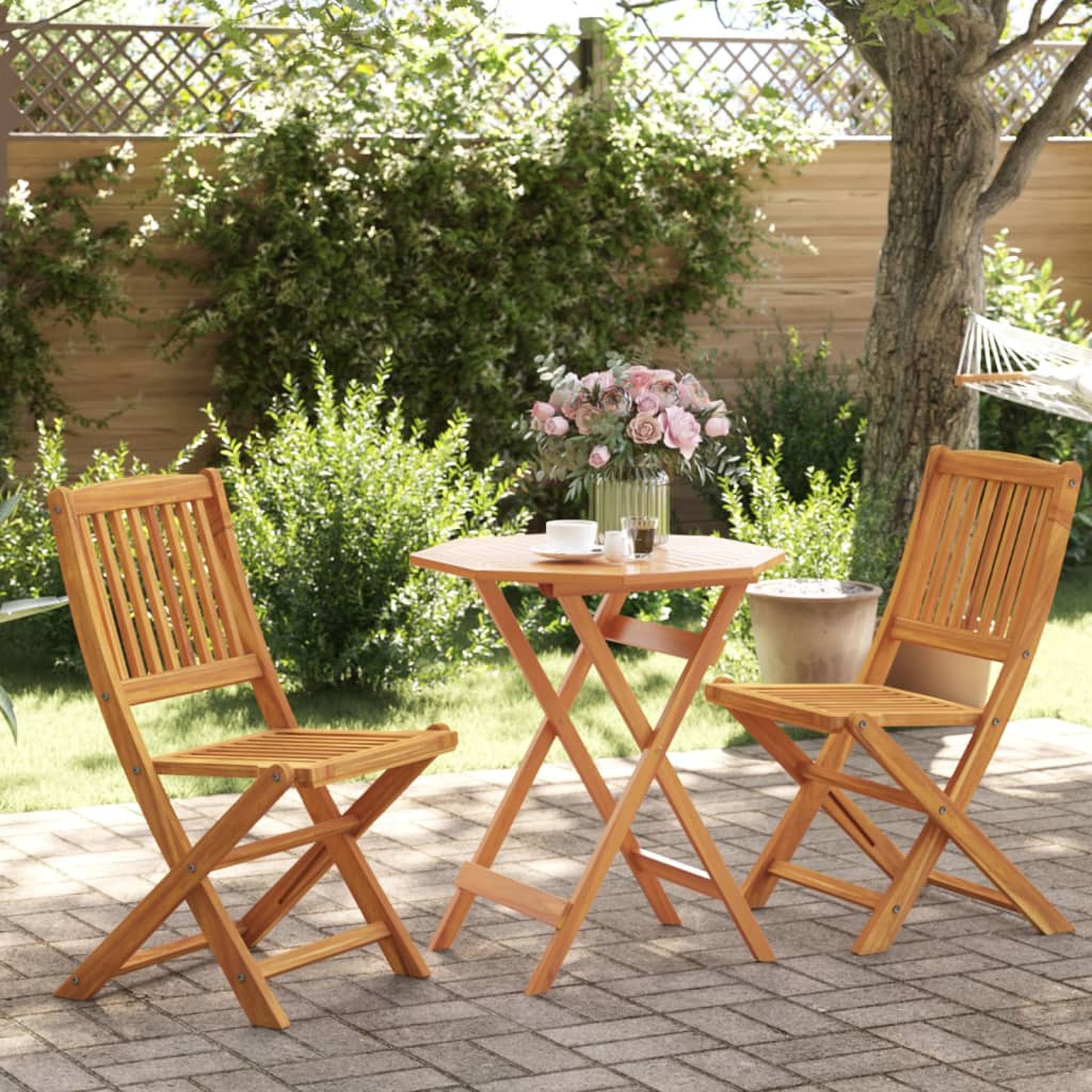 Ensemble de bistro pliable 3 pcs bois d'acacia solide - XIOS
