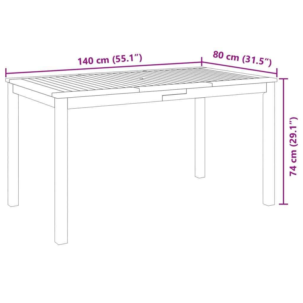 Ensemble à manger de jardin 5 pcs 140x80x74 cm Bois d'acacia solide - XIOS