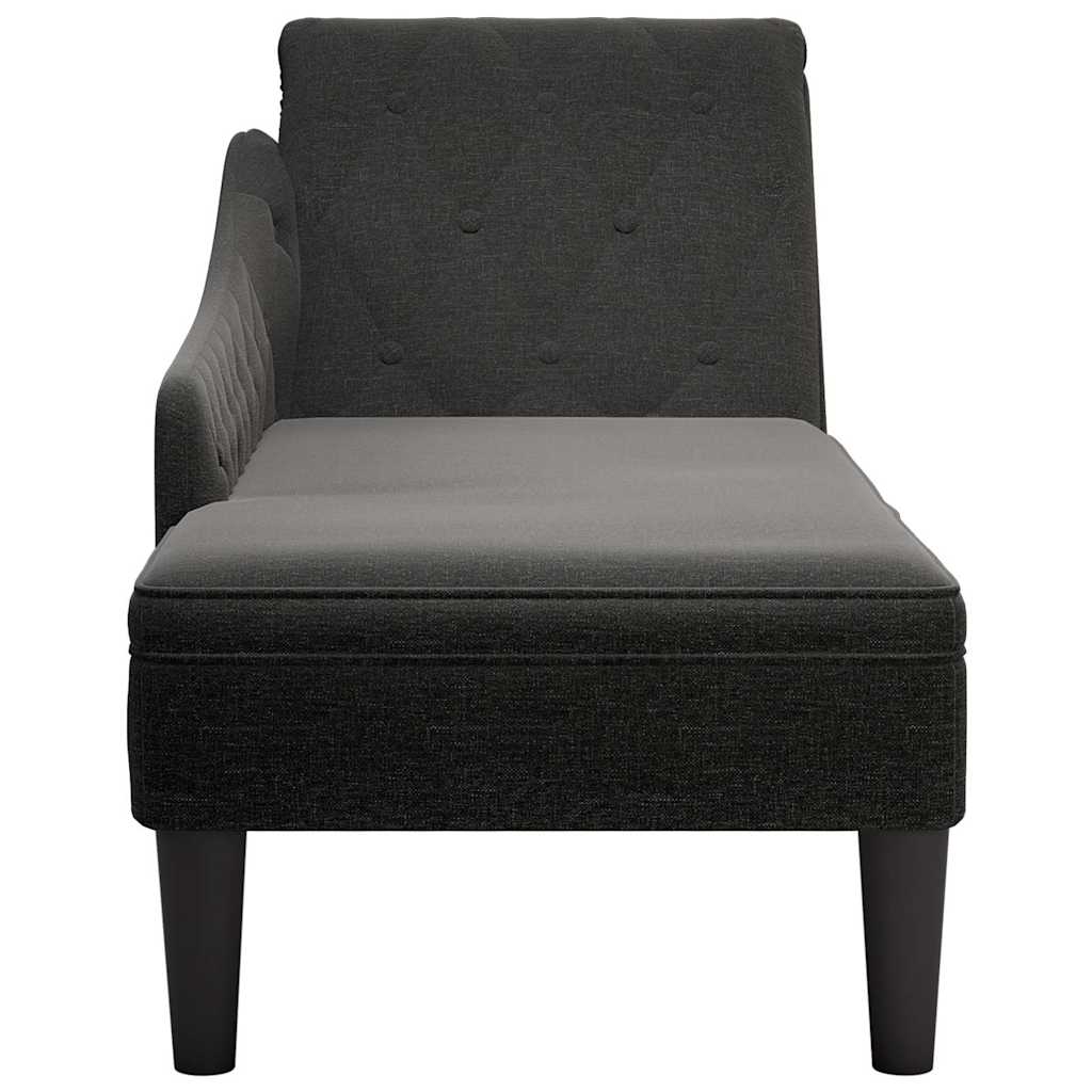 Fauteuil long avec coussin et accoudoir droit noir tissu - XIOS