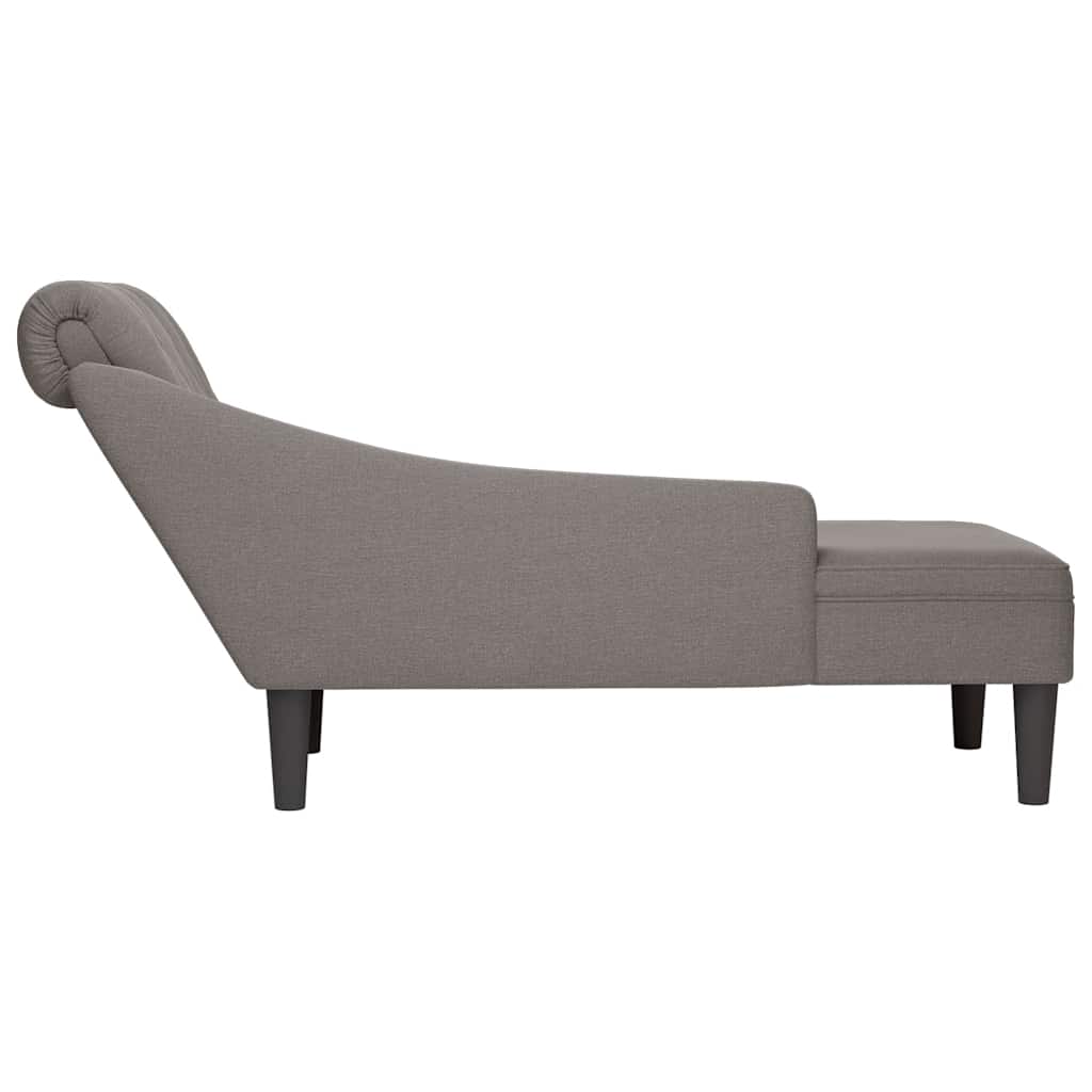 Fauteuil long avec coussin et accoudoir droit taupe tissu - XIOS