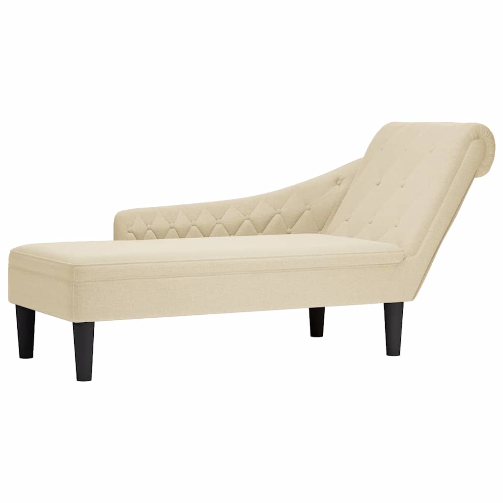 Fauteuil long avec coussin et accoudoir droit crème tissu - XIOS