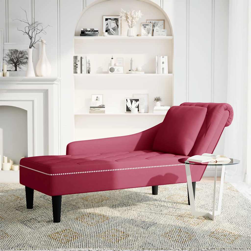 Fauteuil long avec coussin et accoudoir droit rouge bordeaux - XIOS