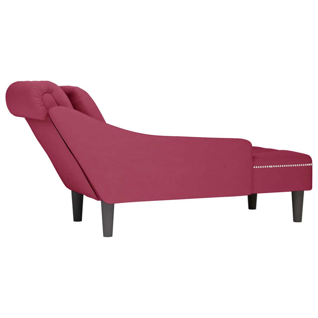 Fauteuil long avec coussin et accoudoir droit rouge bordeaux - XIOS