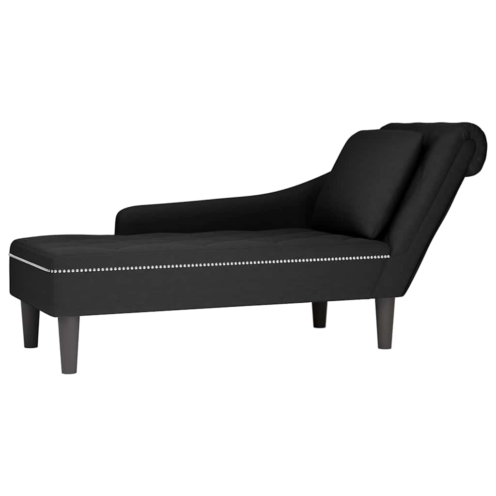Fauteuil long avec coussin et accoudoir droit noir velours - XIOS