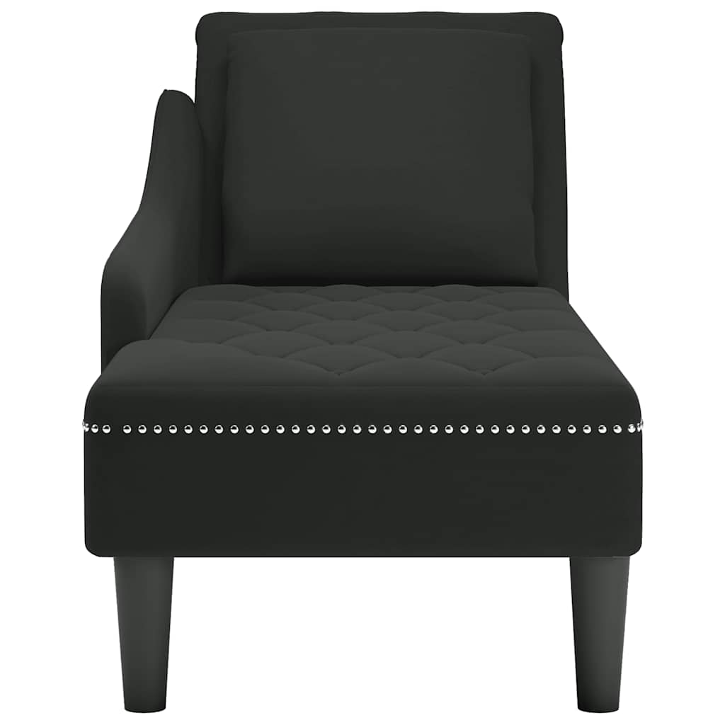 Fauteuil long avec coussin et accoudoir droit noir velours - XIOS