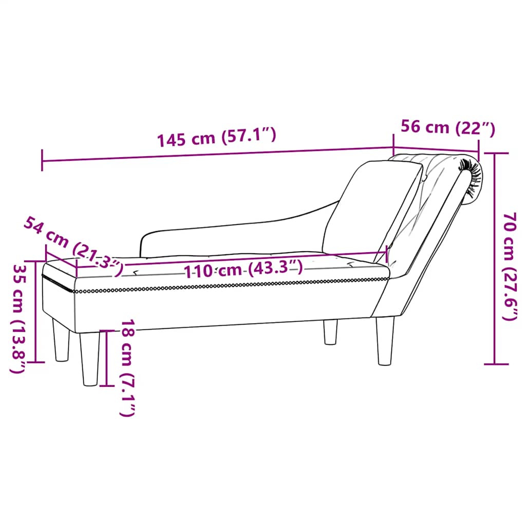 Fauteuil long avec coussin et accoudoir droit noir velours - XIOS