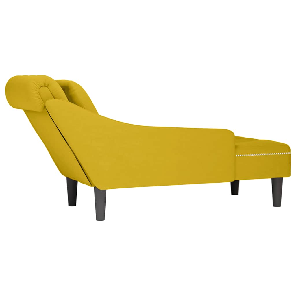 Fauteuil long avec coussin et accoudoir droit jaune velours - XIOS