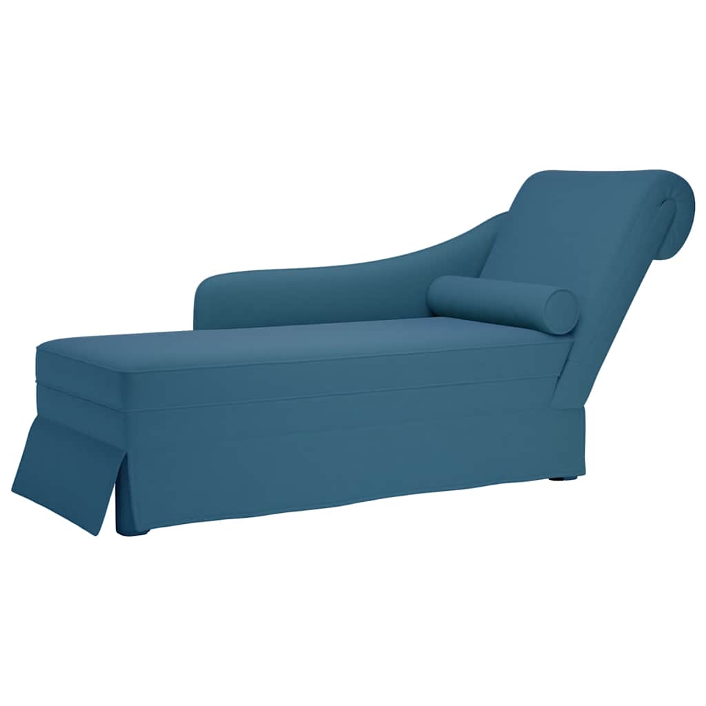 Fauteuil long avec traversin et accoudoir droit bleu velours - XIOS