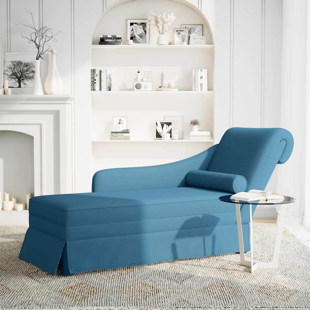 Fauteuil long avec traversin et accoudoir droit bleu velours - XIOS