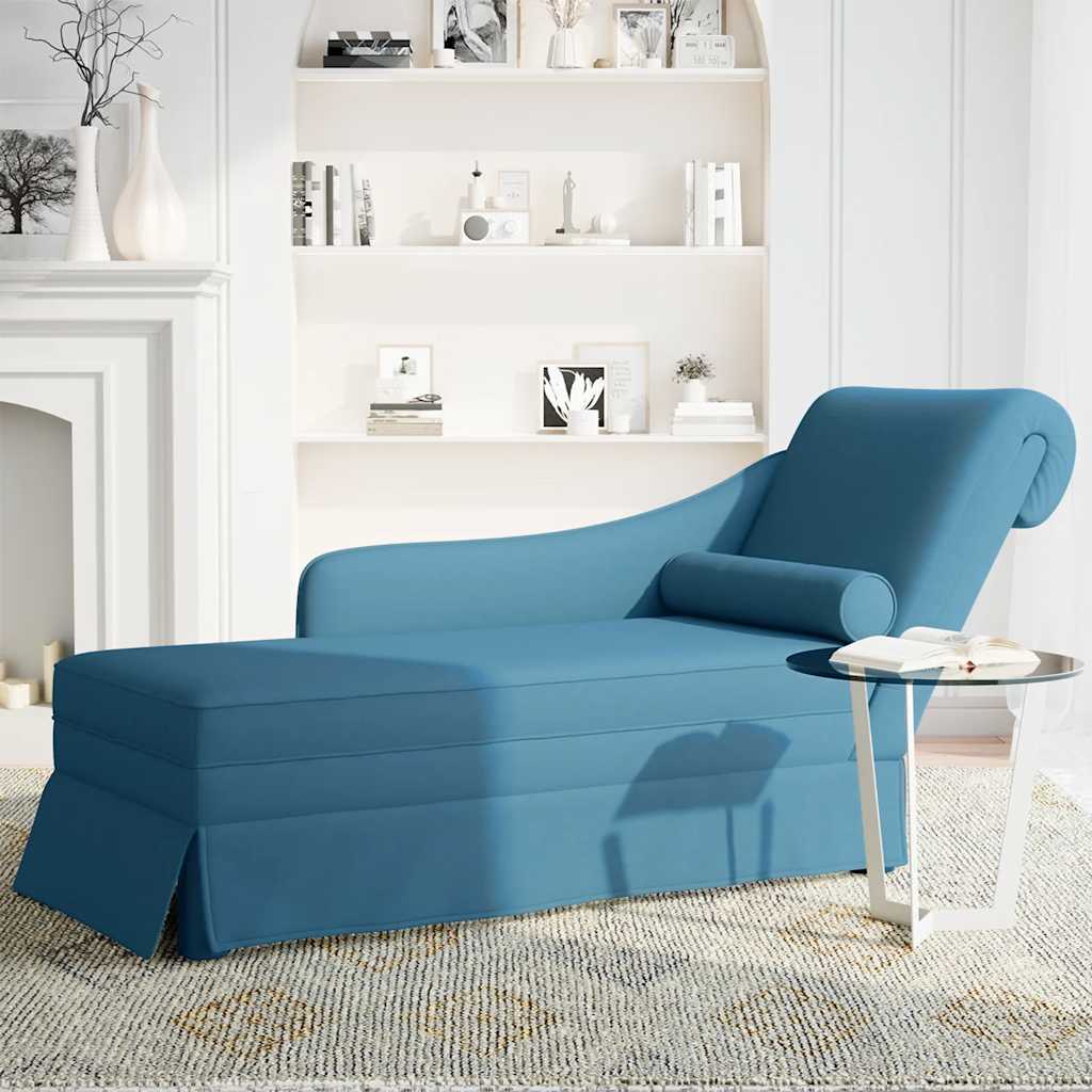 Fauteuil long avec traversin et accoudoir droit bleu velours - XIOS