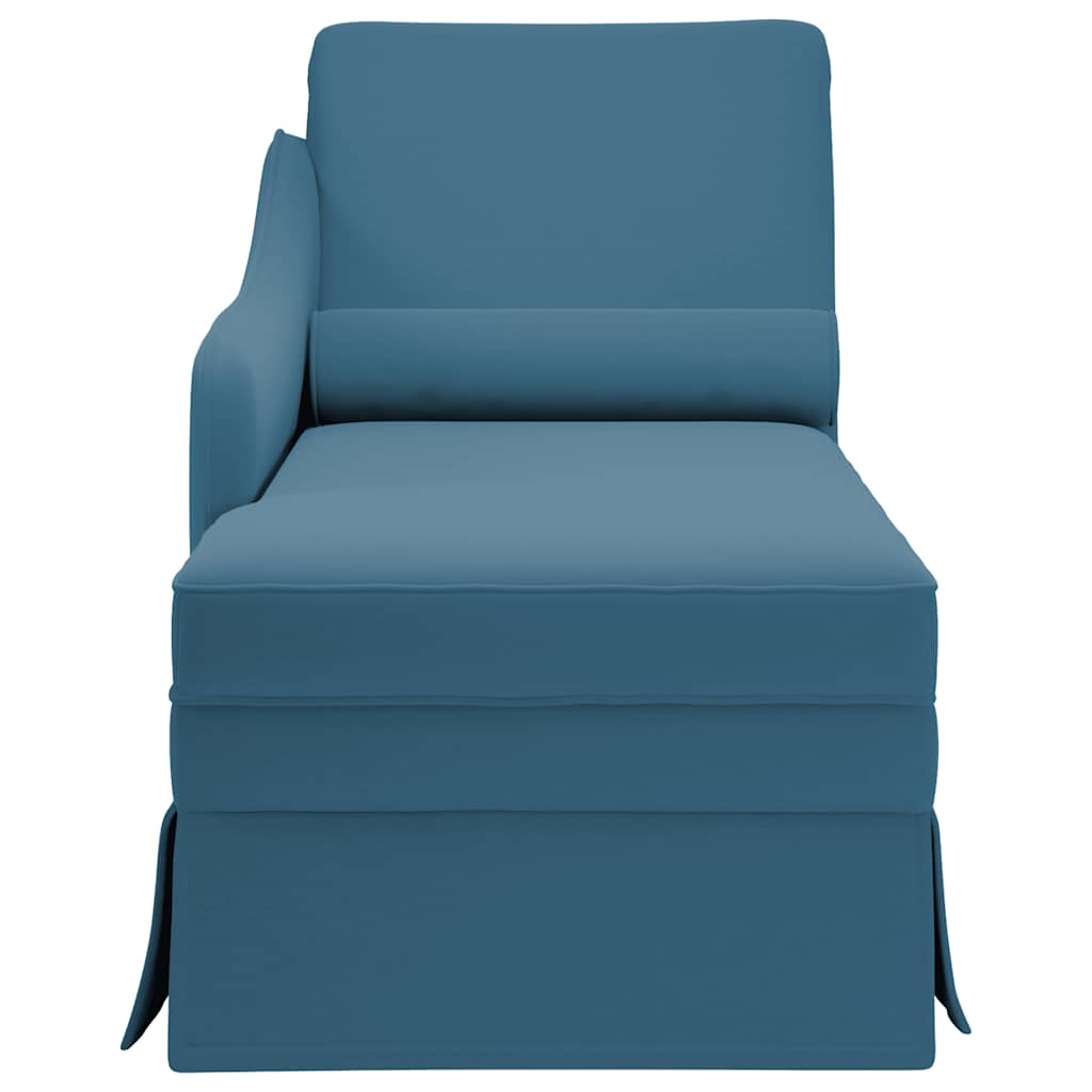 Fauteuil long avec traversin et accoudoir droit bleu velours - XIOS