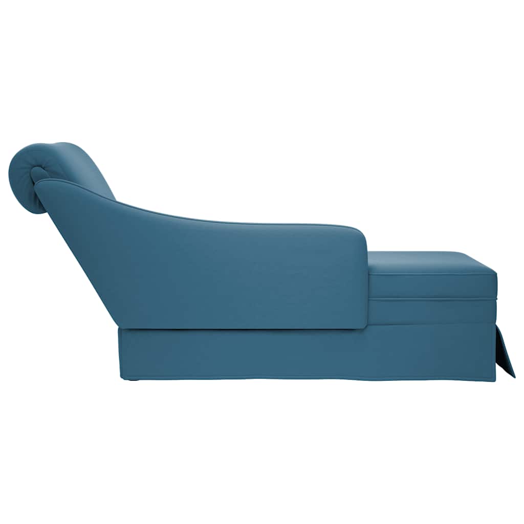 Fauteuil long avec traversin et accoudoir droit bleu velours - XIOS
