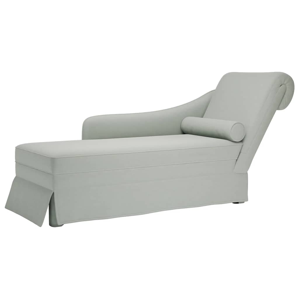 Fauteuil long et traversin accoudoir droit gris clair velours - XIOS