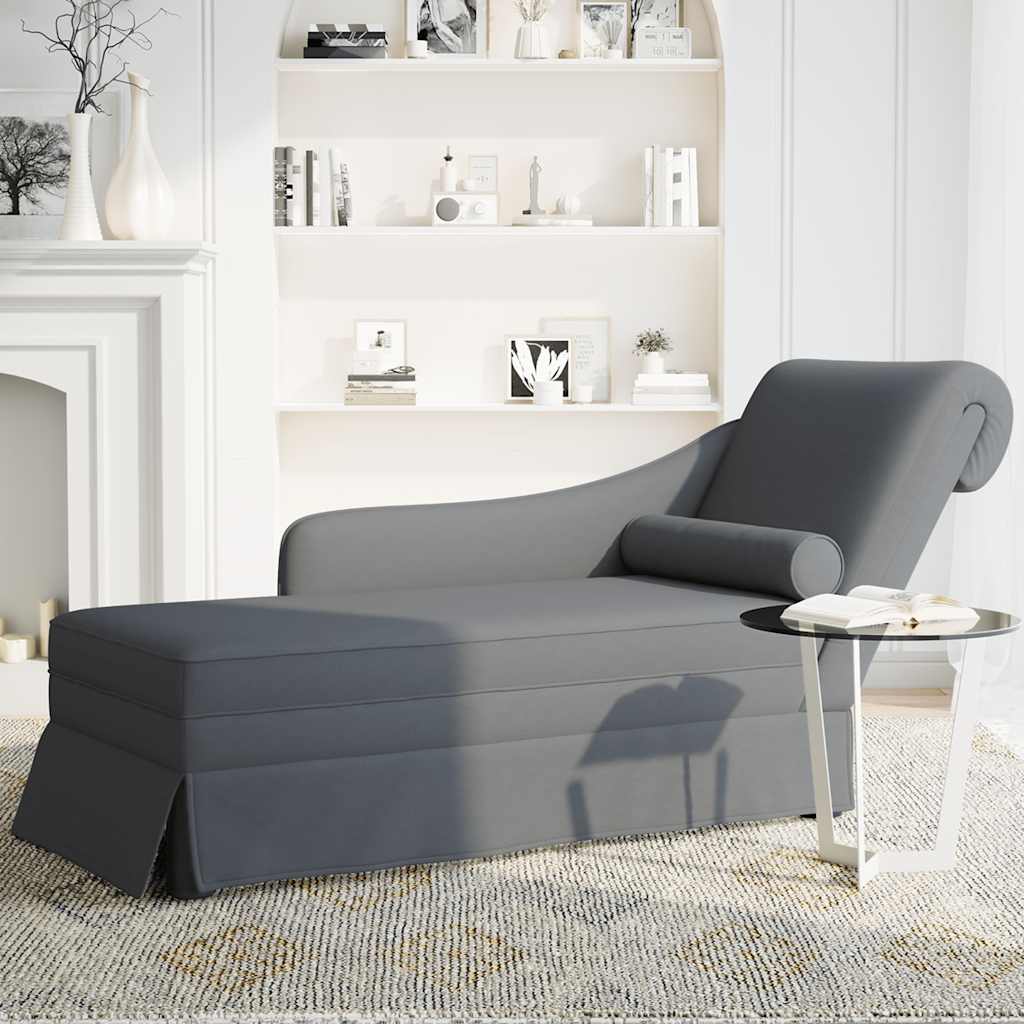 Fauteuil long et traversin accoudoir droit gris foncé velours - XIOS