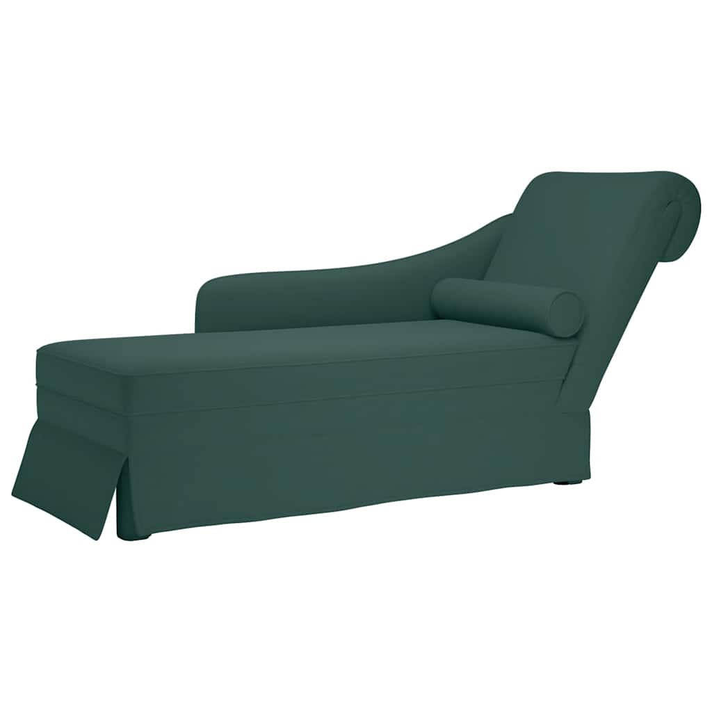 Fauteuil long et traversin accoudoir droit vert foncé velours - XIOS