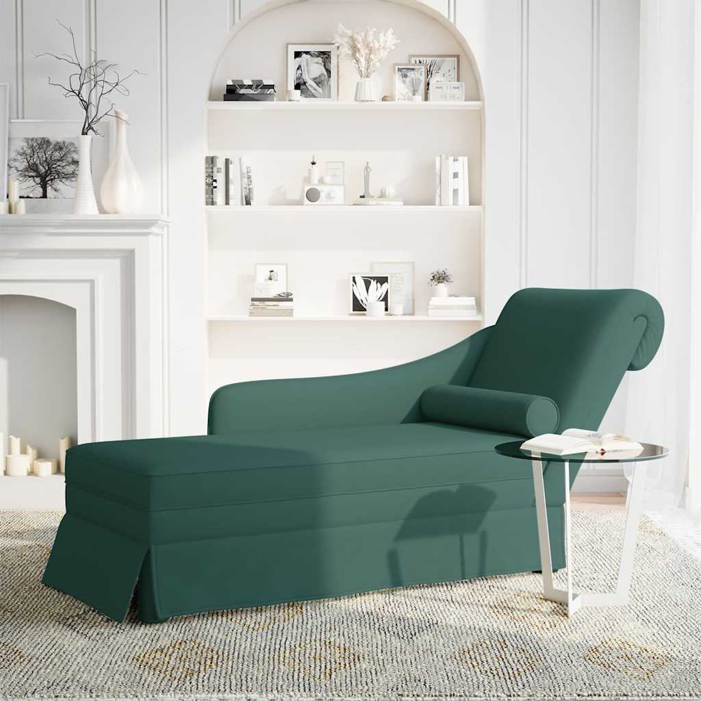 Fauteuil long et traversin accoudoir droit vert foncé velours - XIOS