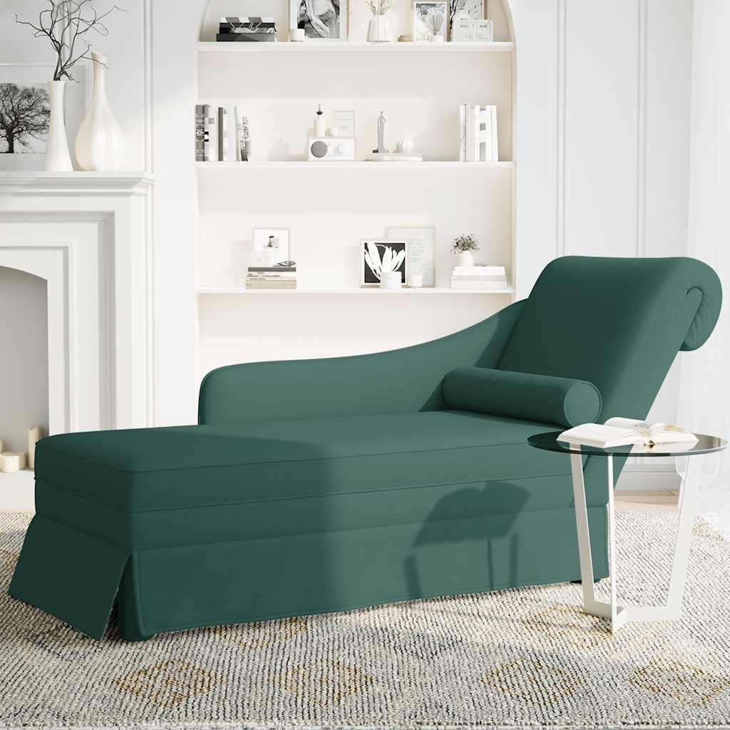 Fauteuil long et traversin accoudoir droit vert foncé velours - XIOS