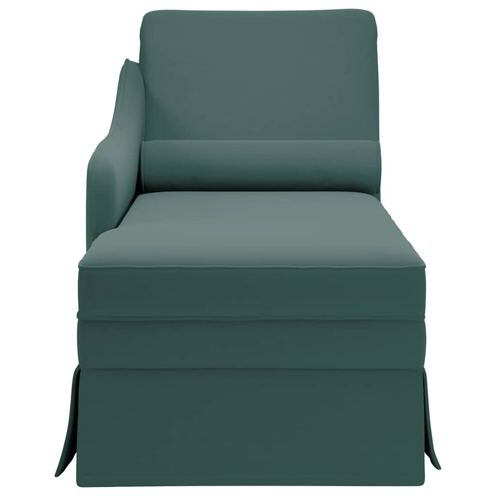 Fauteuil long et traversin accoudoir droit vert foncé velours - XIOS