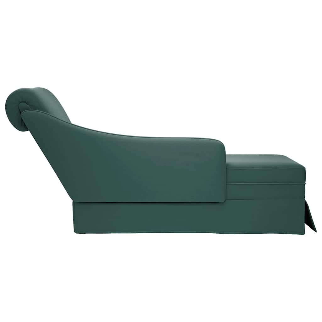 Fauteuil long et traversin accoudoir droit vert foncé velours - XIOS