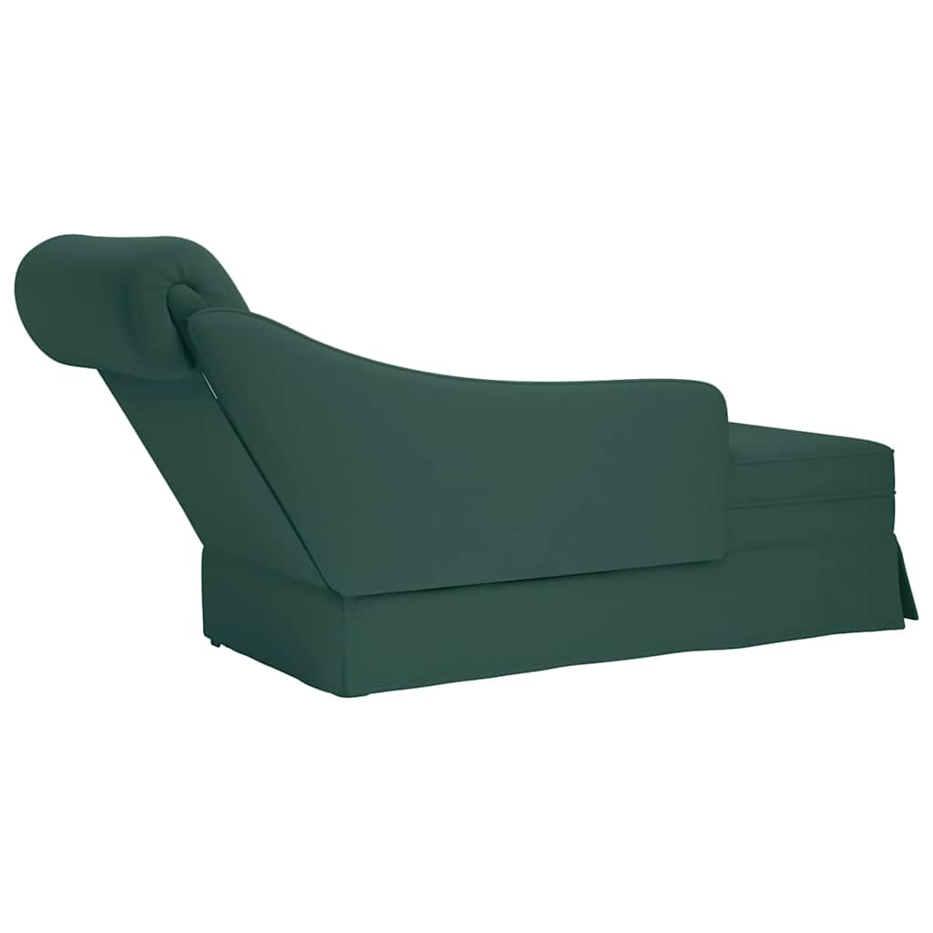 Fauteuil long et traversin accoudoir droit vert foncé velours - XIOS