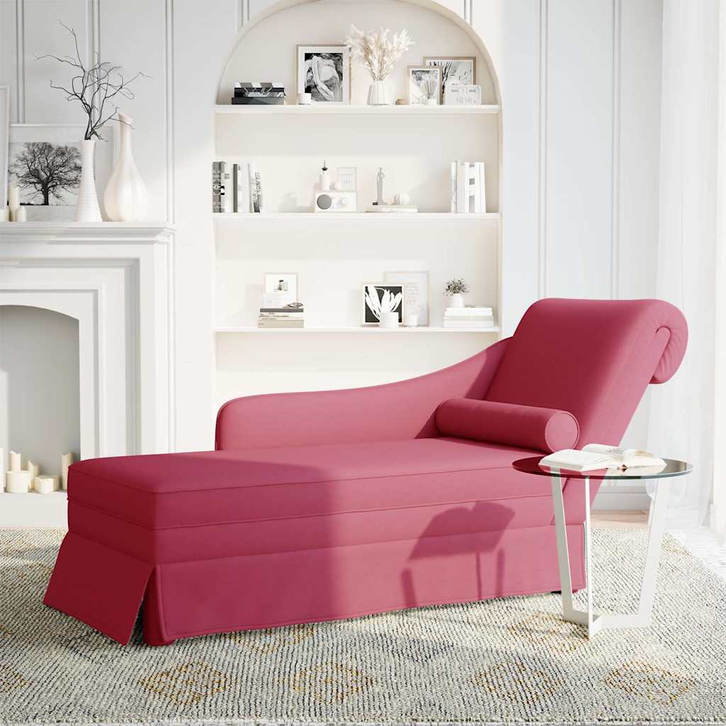 Fauteuil long avec traversin et accoudoir droit rouge bordeaux - XIOS