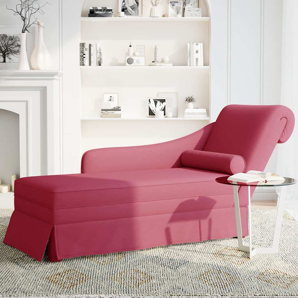 Fauteuil long avec traversin et accoudoir droit rouge bordeaux - XIOS