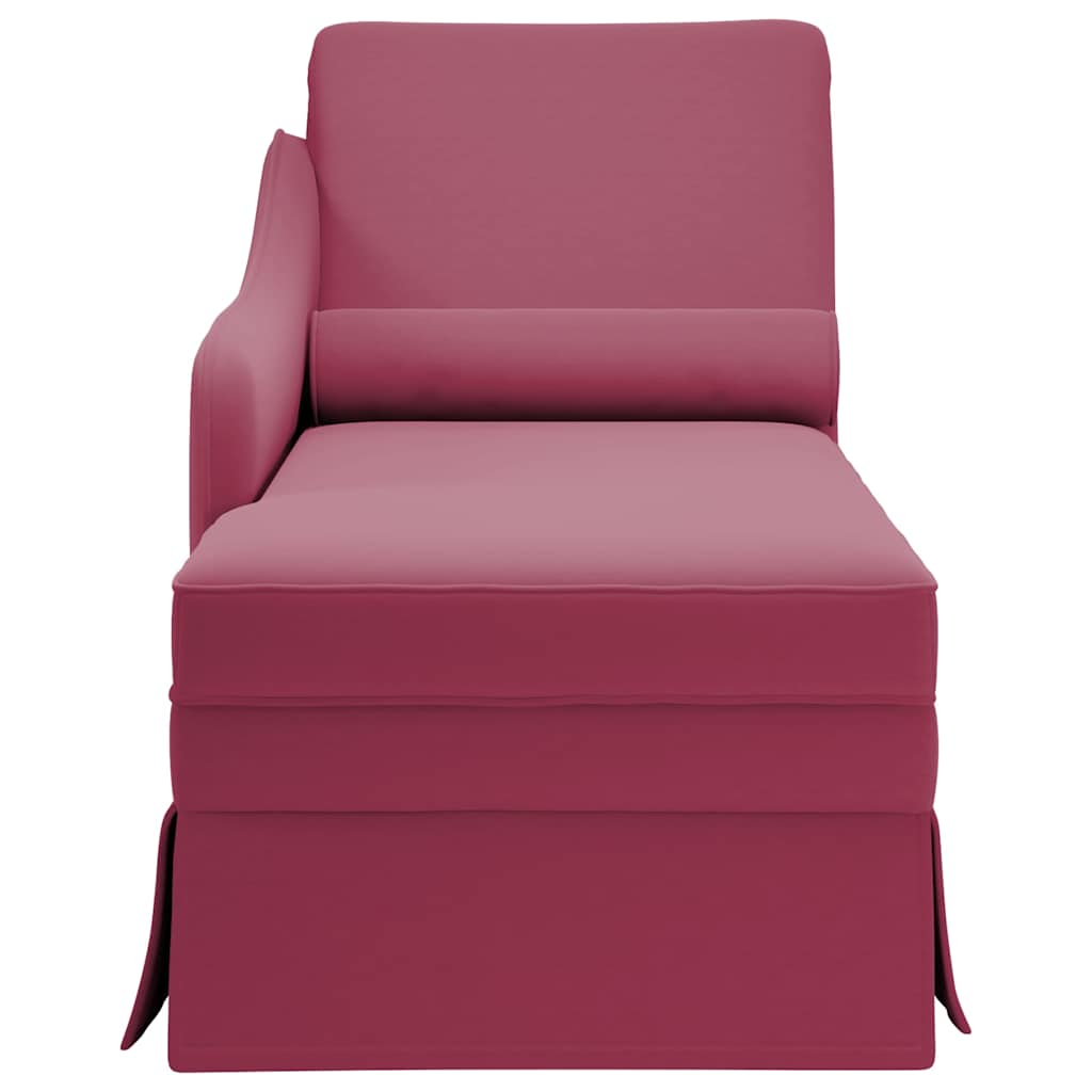 Fauteuil long avec traversin et accoudoir droit rouge bordeaux - XIOS