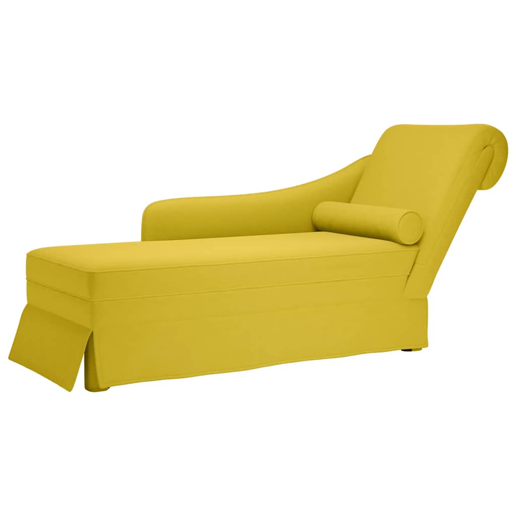 Fauteuil long avec traversin et accoudoir droit jaune velours - XIOS