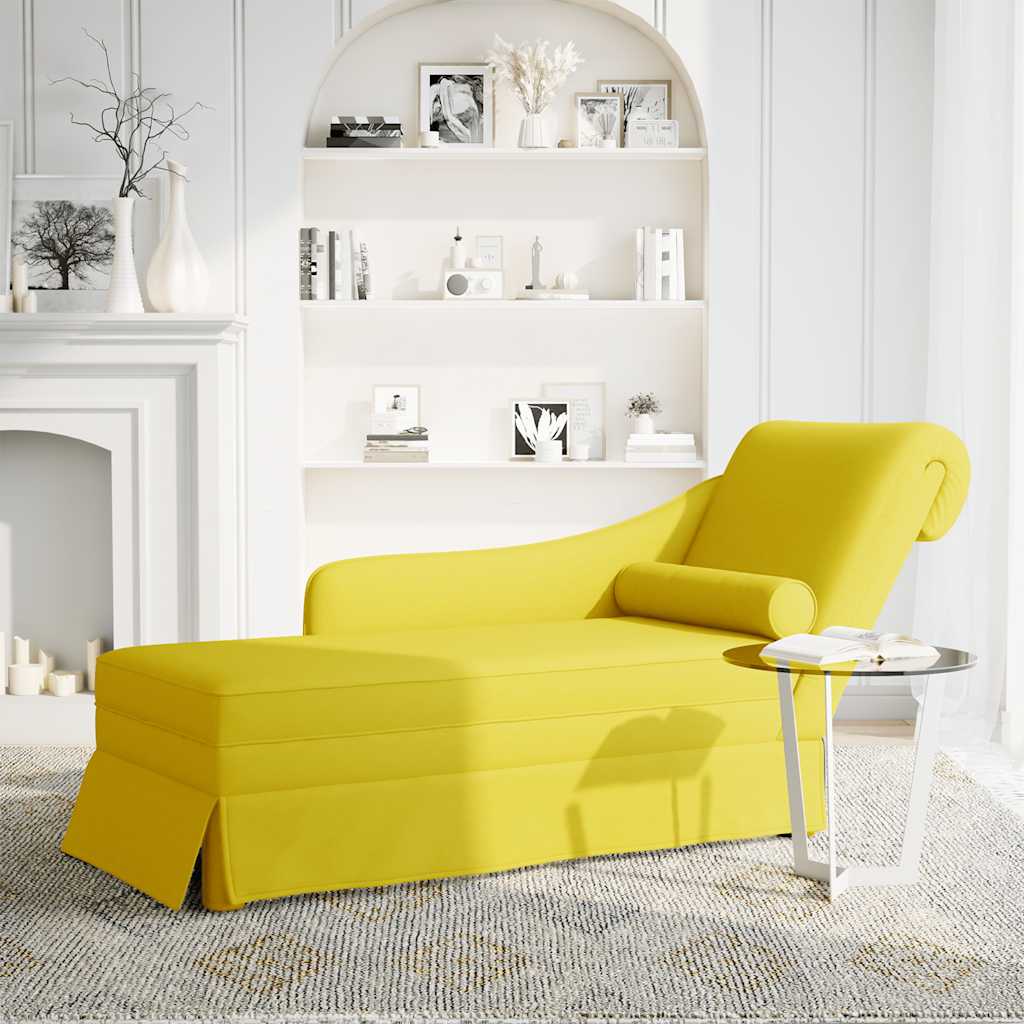 Fauteuil long avec traversin et accoudoir droit jaune velours - XIOS