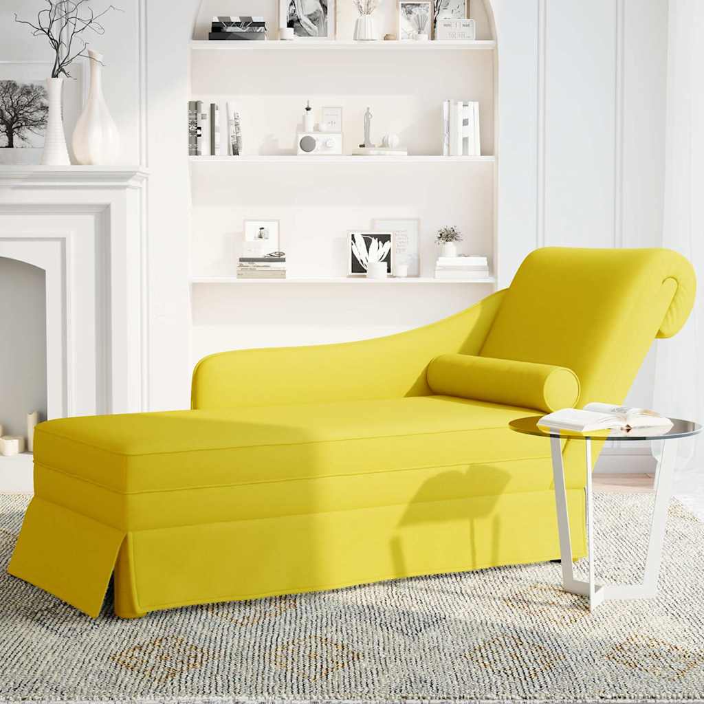 Fauteuil long avec traversin et accoudoir droit jaune velours - XIOS