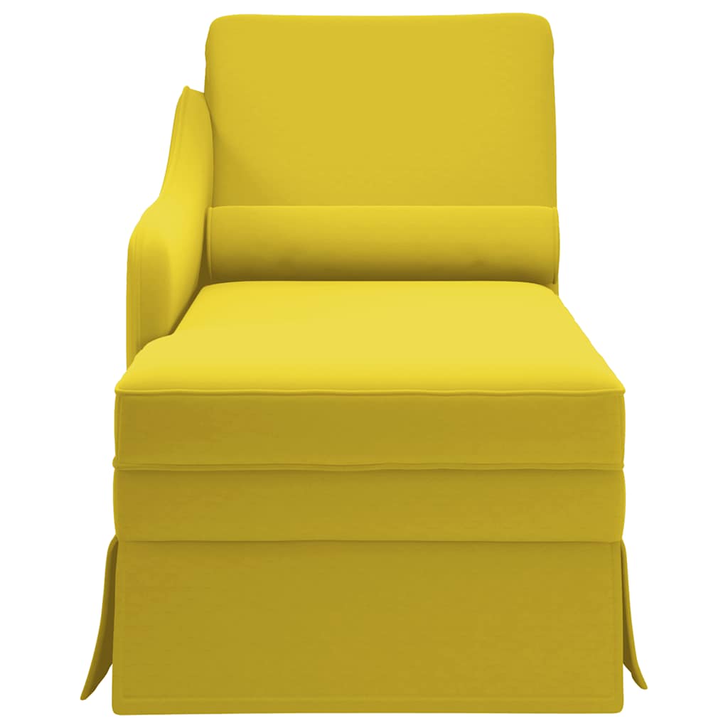 Fauteuil long avec traversin et accoudoir droit jaune velours - XIOS