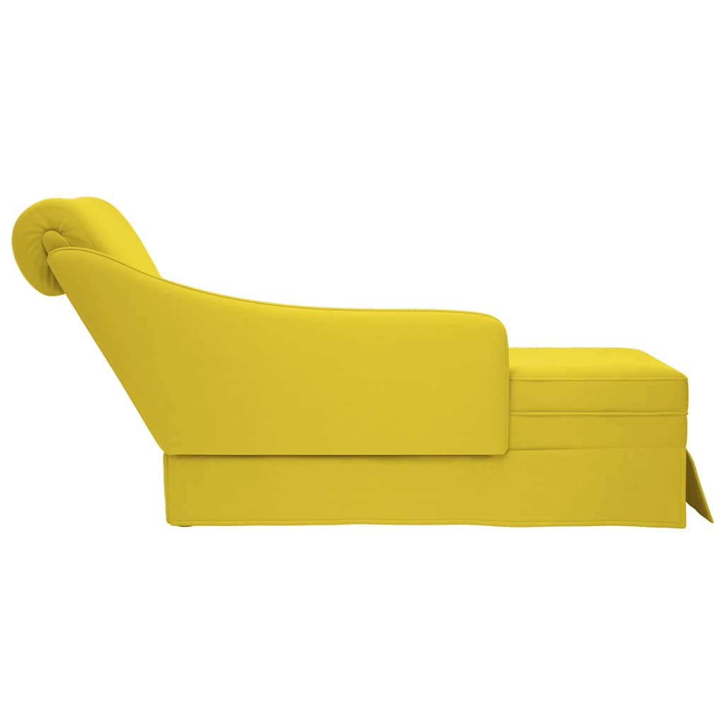 Fauteuil long avec traversin et accoudoir droit jaune velours - XIOS