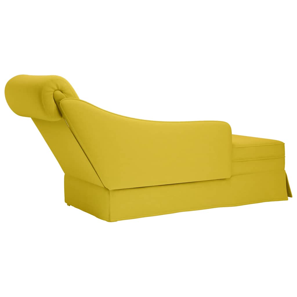 Fauteuil long avec traversin et accoudoir droit jaune velours - XIOS