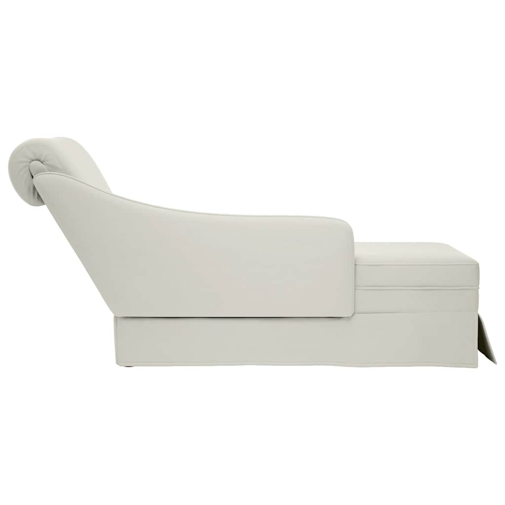 Fauteuil long avec traversin et accoudoir droit crème velours - XIOS