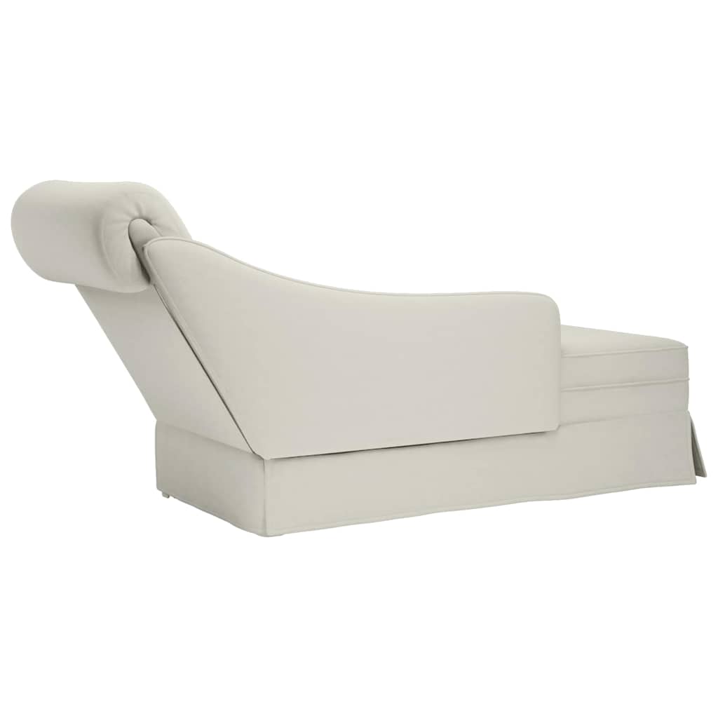 Fauteuil long avec traversin et accoudoir droit crème velours - XIOS