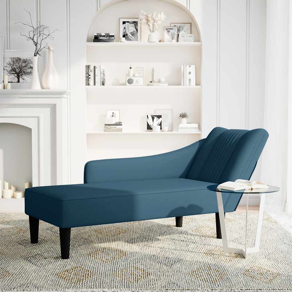 Fauteuil long avec accoudoir droit bleu velours