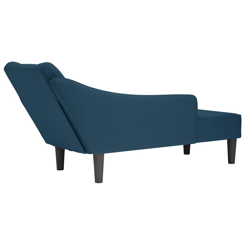 Fauteuil long avec accoudoir droit bleu velours