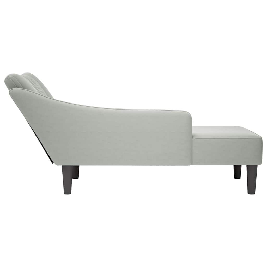 Fauteuil long avec accoudoir droit gris clair velours - XIOS