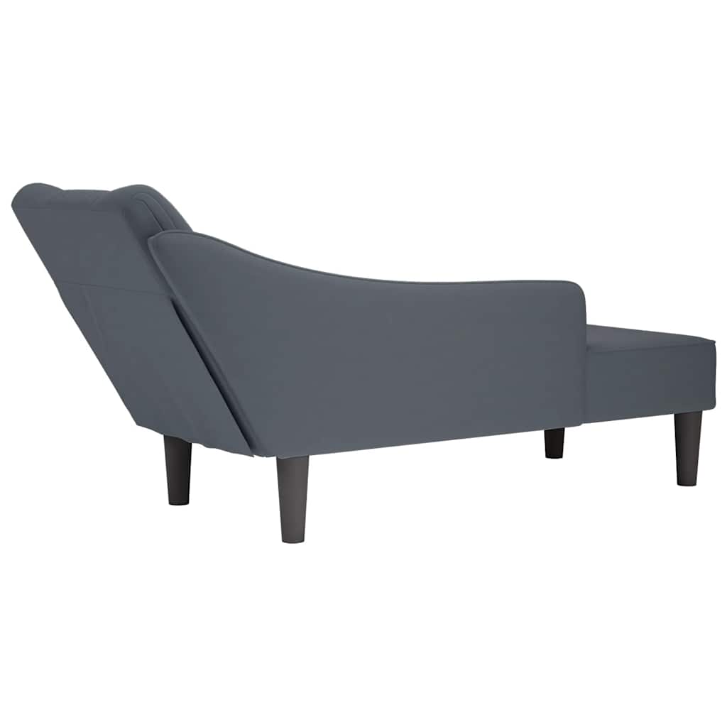 Fauteuil long avec accoudoir droit gris foncé velours - XIOS