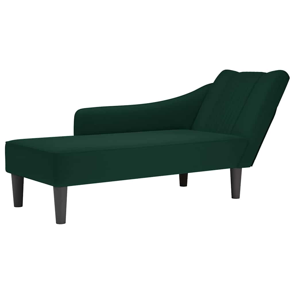 Fauteuil long avec accoudoir droit vert foncé velours