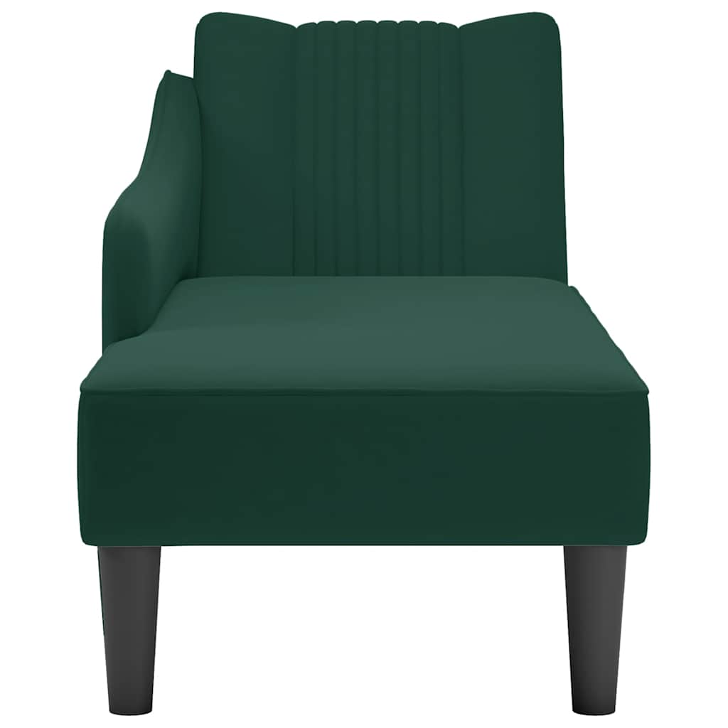 Fauteuil long avec accoudoir droit vert foncé velours