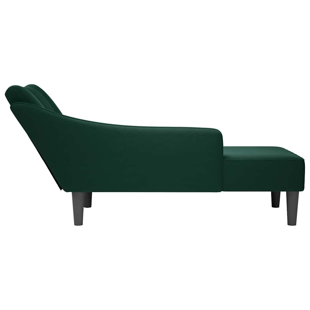 Fauteuil long avec accoudoir droit vert foncé velours