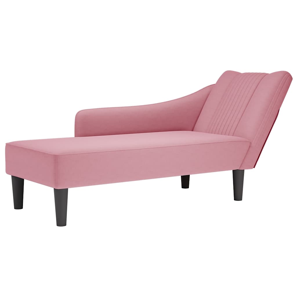 Fauteuil long avec accoudoir droit rose velours - XIOS