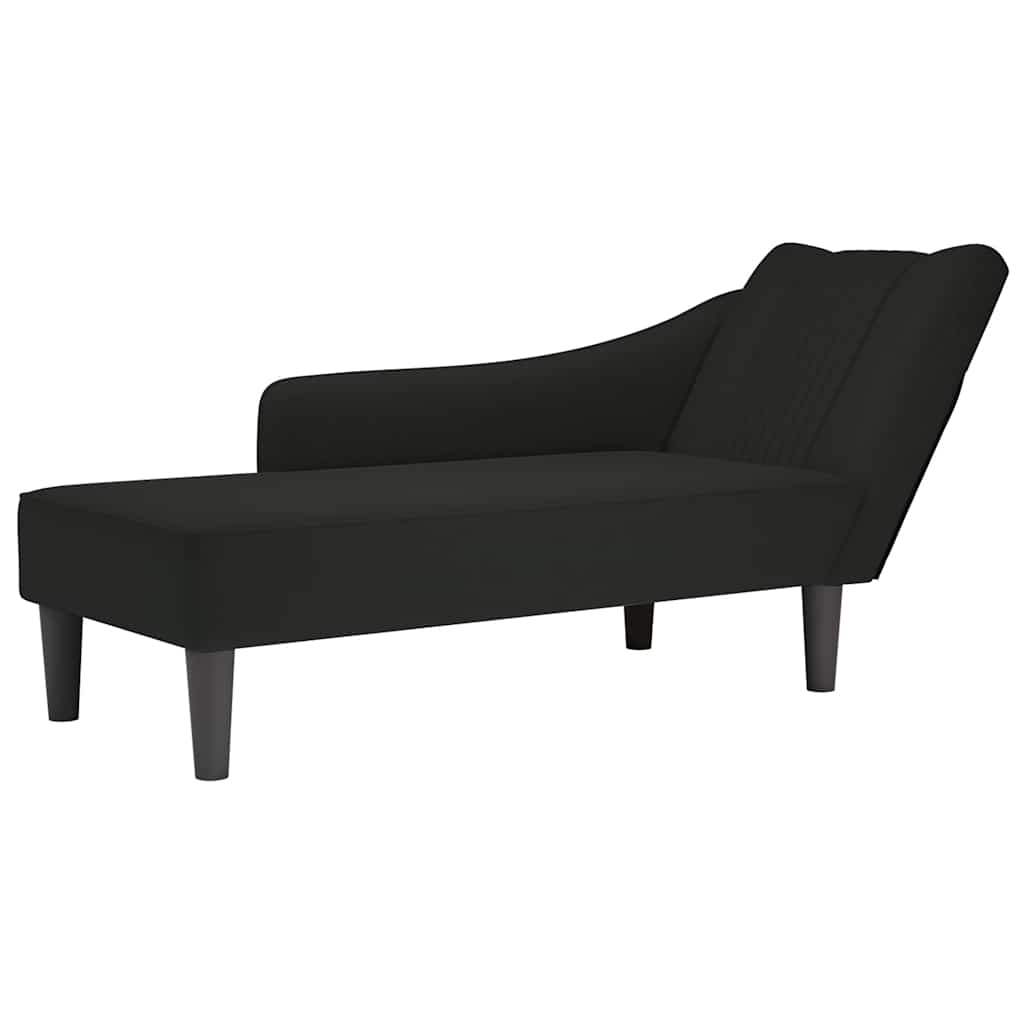 Fauteuil long avec accoudoir droit noir velours - XIOS