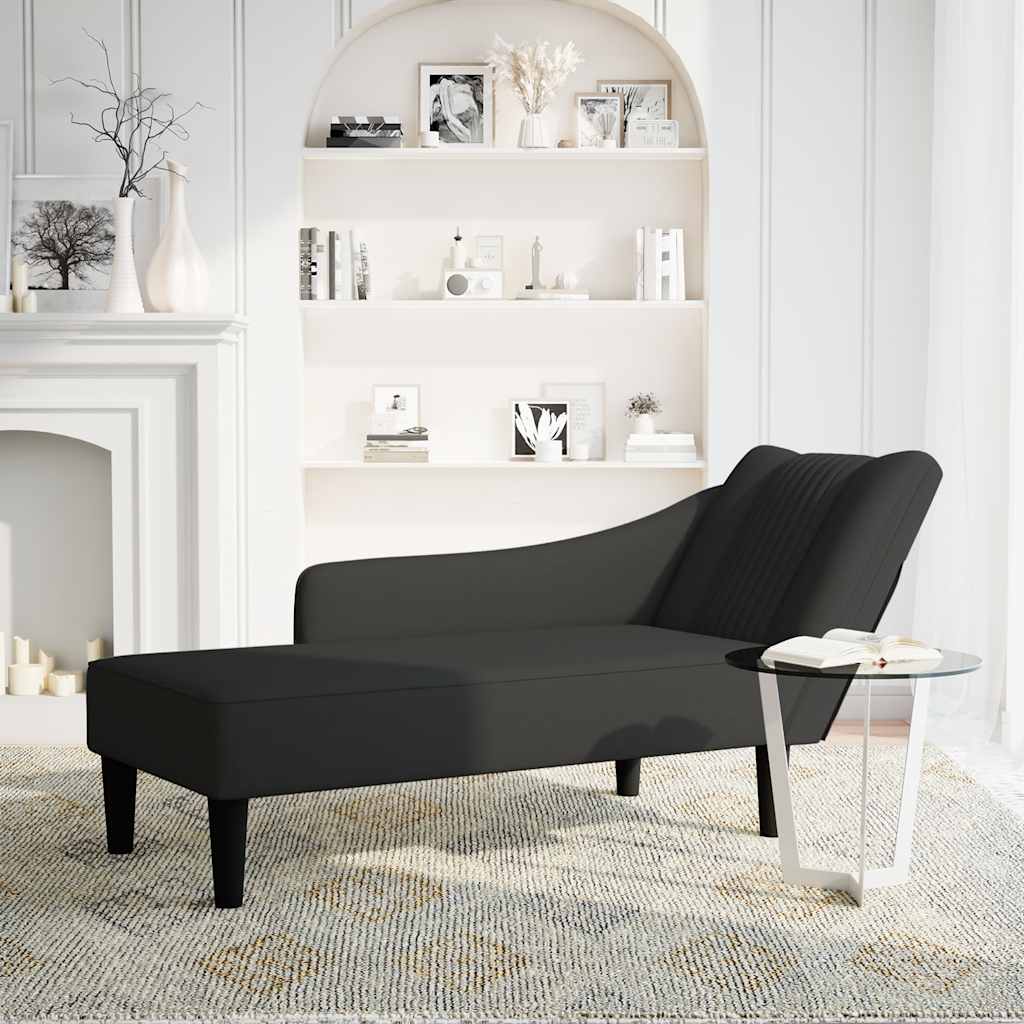 Fauteuil long avec accoudoir droit noir velours - XIOS